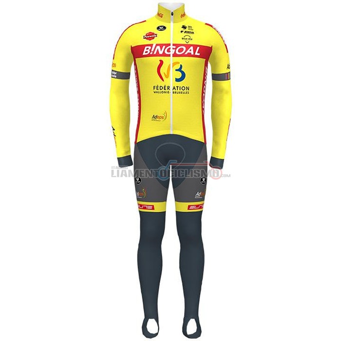 Abbigliamento Ciclismo Wallonie Bruxelles Manica Lunga 2021 Giallo